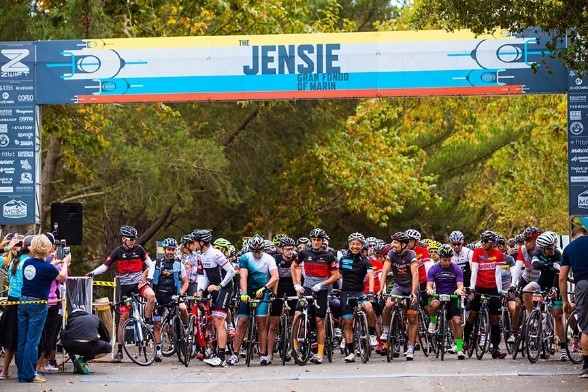 The Jensie bike race staring banner. 