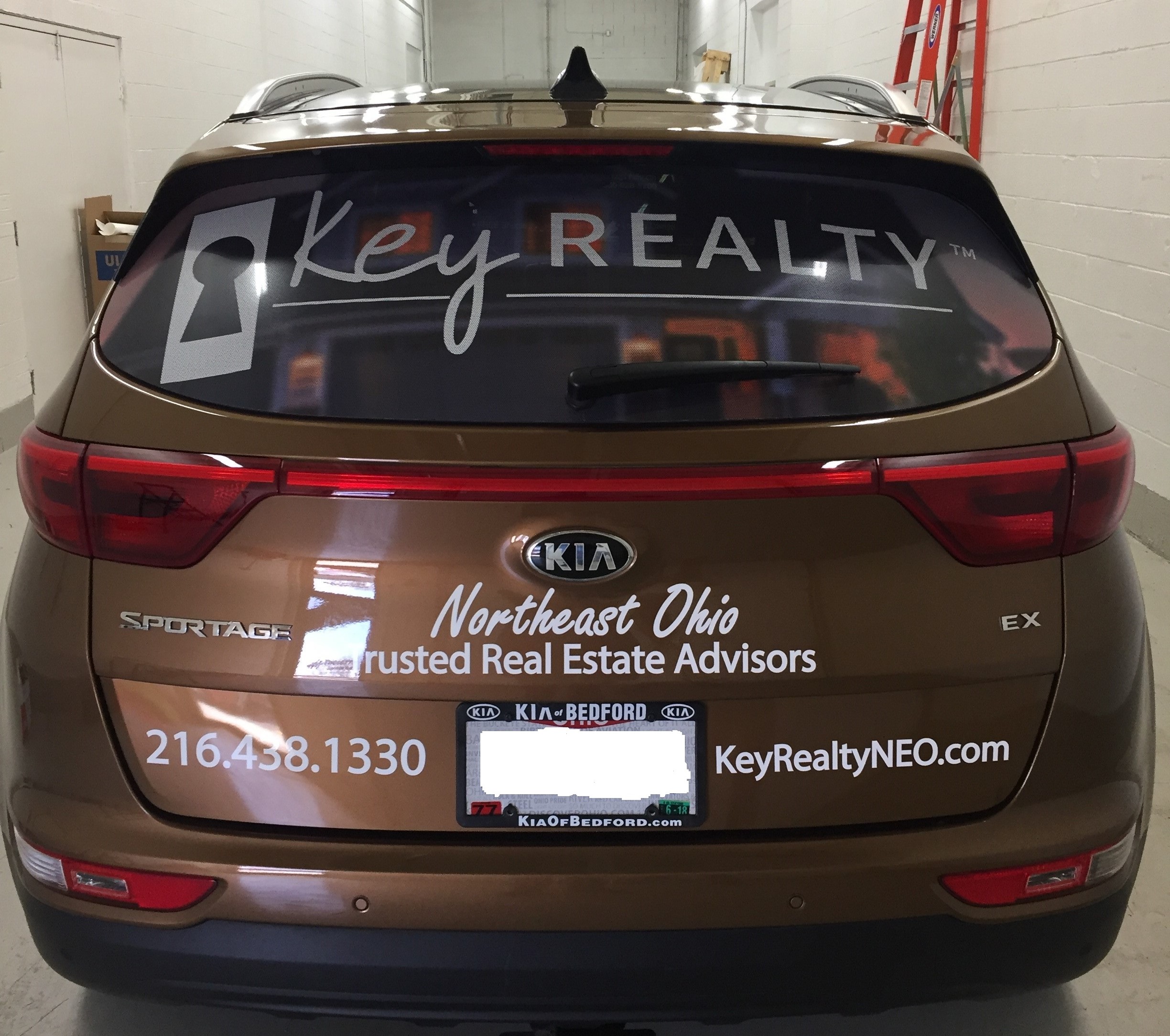 Custom rear vehicle wrap for Key Realty