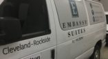 Custom vehicle wrap on van for Embassy Suites Cleveland-Rockside