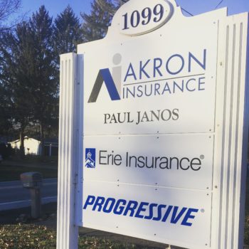 Akron insurance display signage