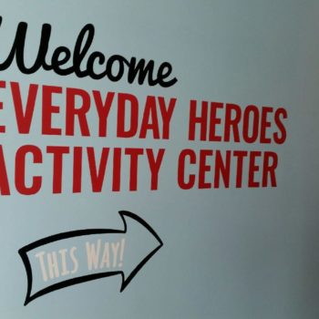 Indoor wall graphic wall mural for Everyday Heroes Activity Center Cleveland Maltz Museum