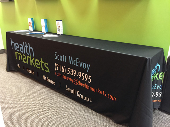Health Markets Custom Table Cloth Akron Ohio Tradeshow Display