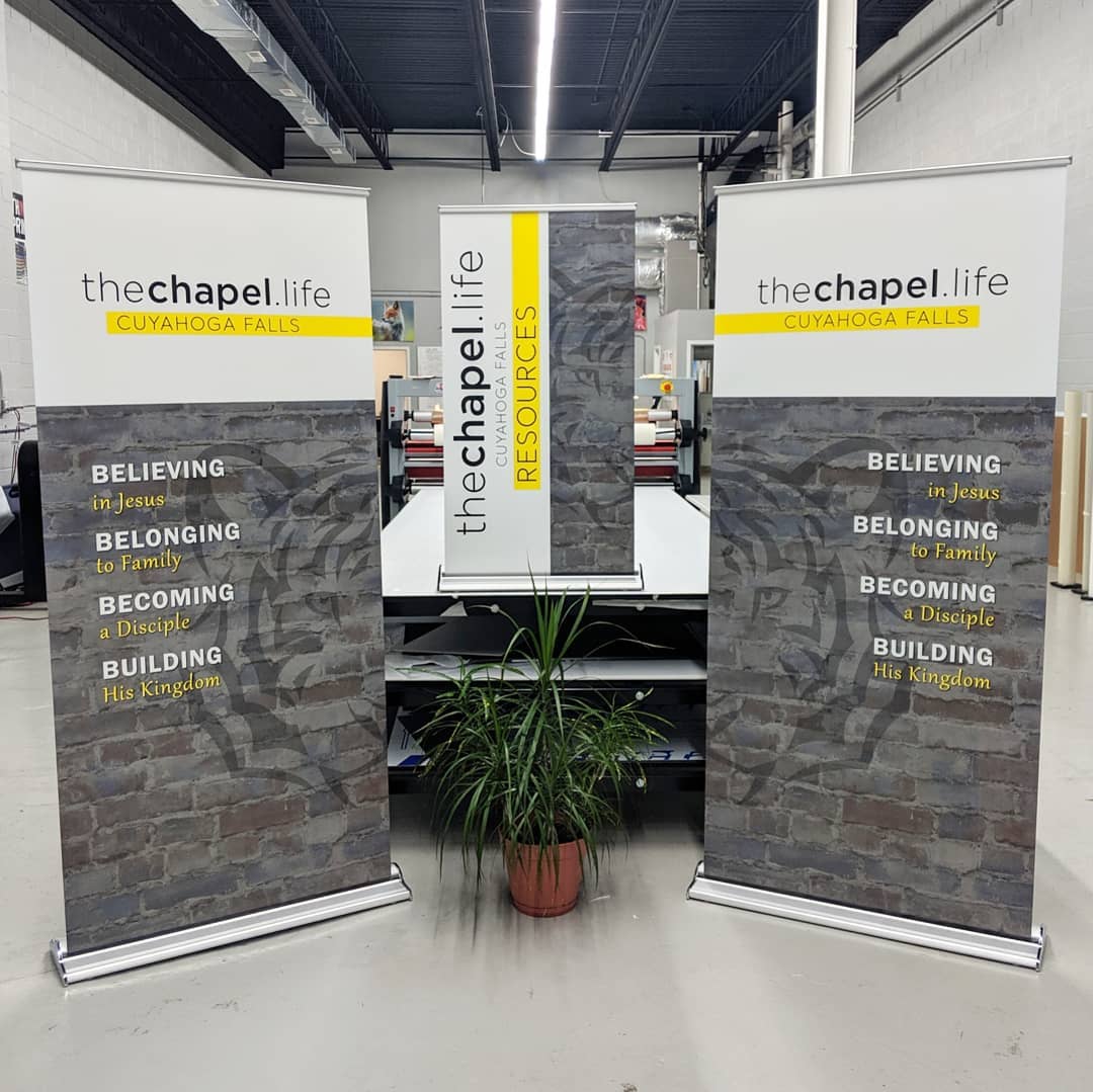Retractable Banner Stands for the Chapel in Cuyahoga Falls
