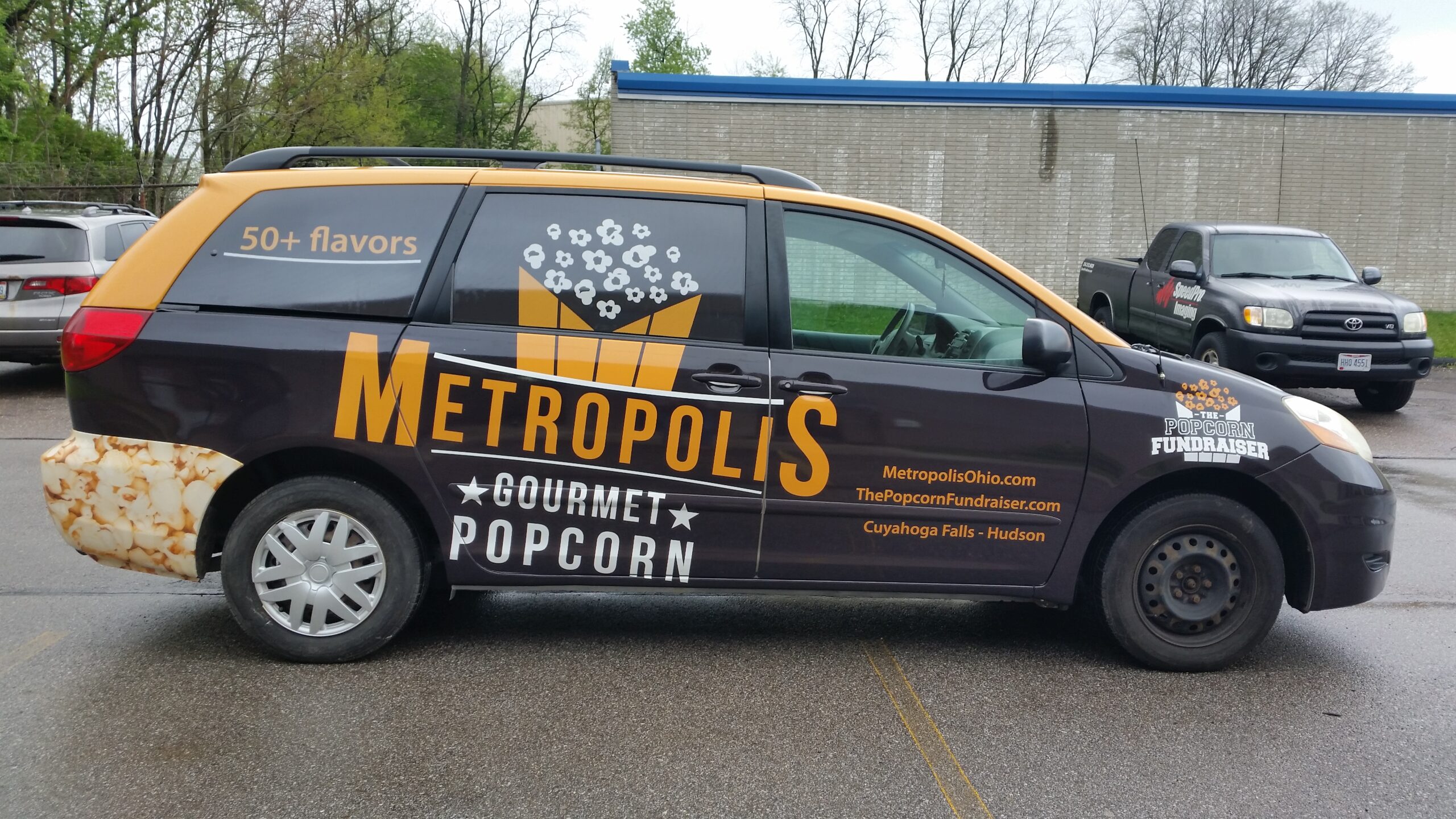 Metropolis Gourmet Popcorn Vinyl Vehicle Wrap on Van Akron