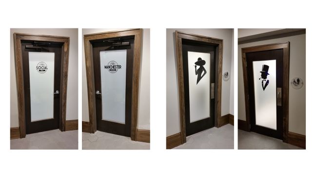frosted window privacy film custom vinyl door graphics signs the workz akron