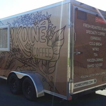 koine coffee trailer vehicle wrap canton