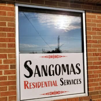 Sangomas Custom Perforated Window Sign Akron Ohio