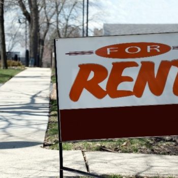 Aframe sign displaying "for rent"