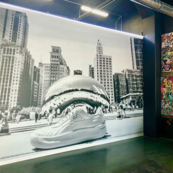 Wall covering displaying puma show in Chicago