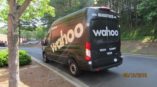 large black work van with the words wahoo printed across it