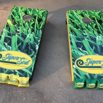 Super Sod designed corn hole boards and bags