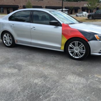 German flag printed on front section of Volkswagen 