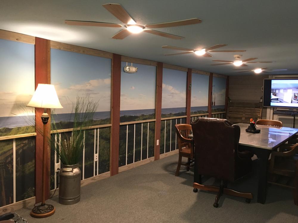 Image of ocean covering office wall