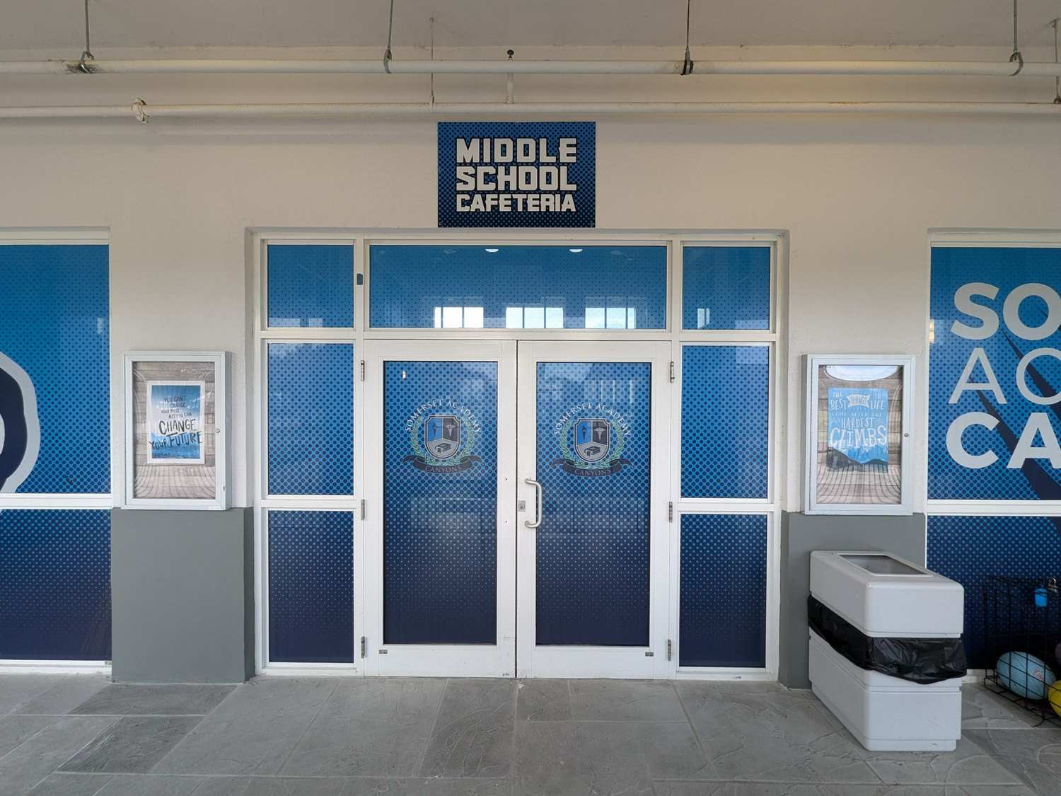 Building signage for middle school cafeteria