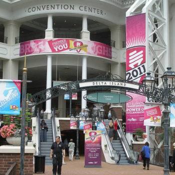 pink convention center signage 