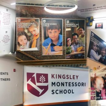 kingsley montessori school branding signs