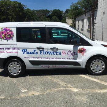 paul's flowers ad gifts business van wrap