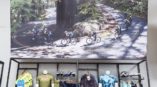 Retail wall graphic of bikers on a road