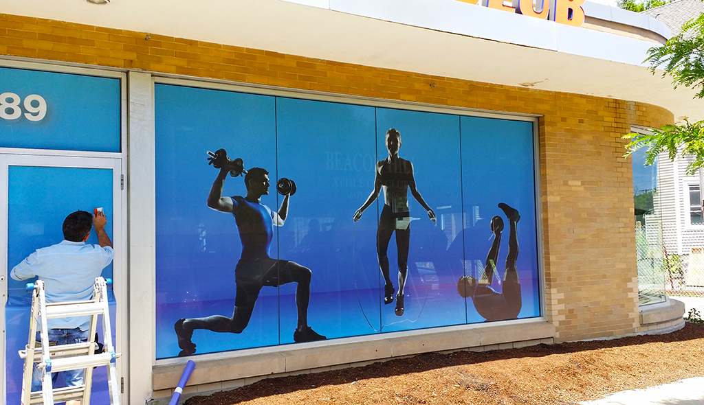 beacon hill athletic store front window graphics