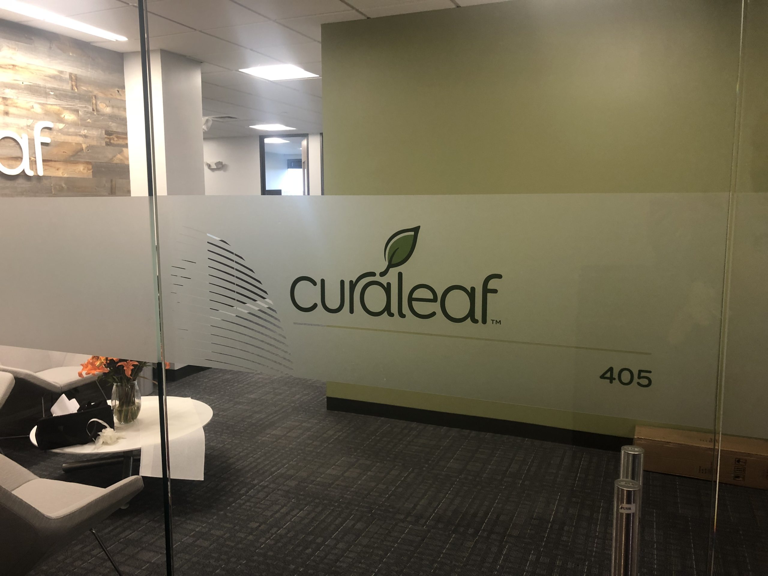 curaleaf frosted window graphics 