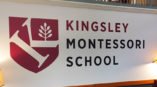 Kingsley Montessori school lobby wall sign 