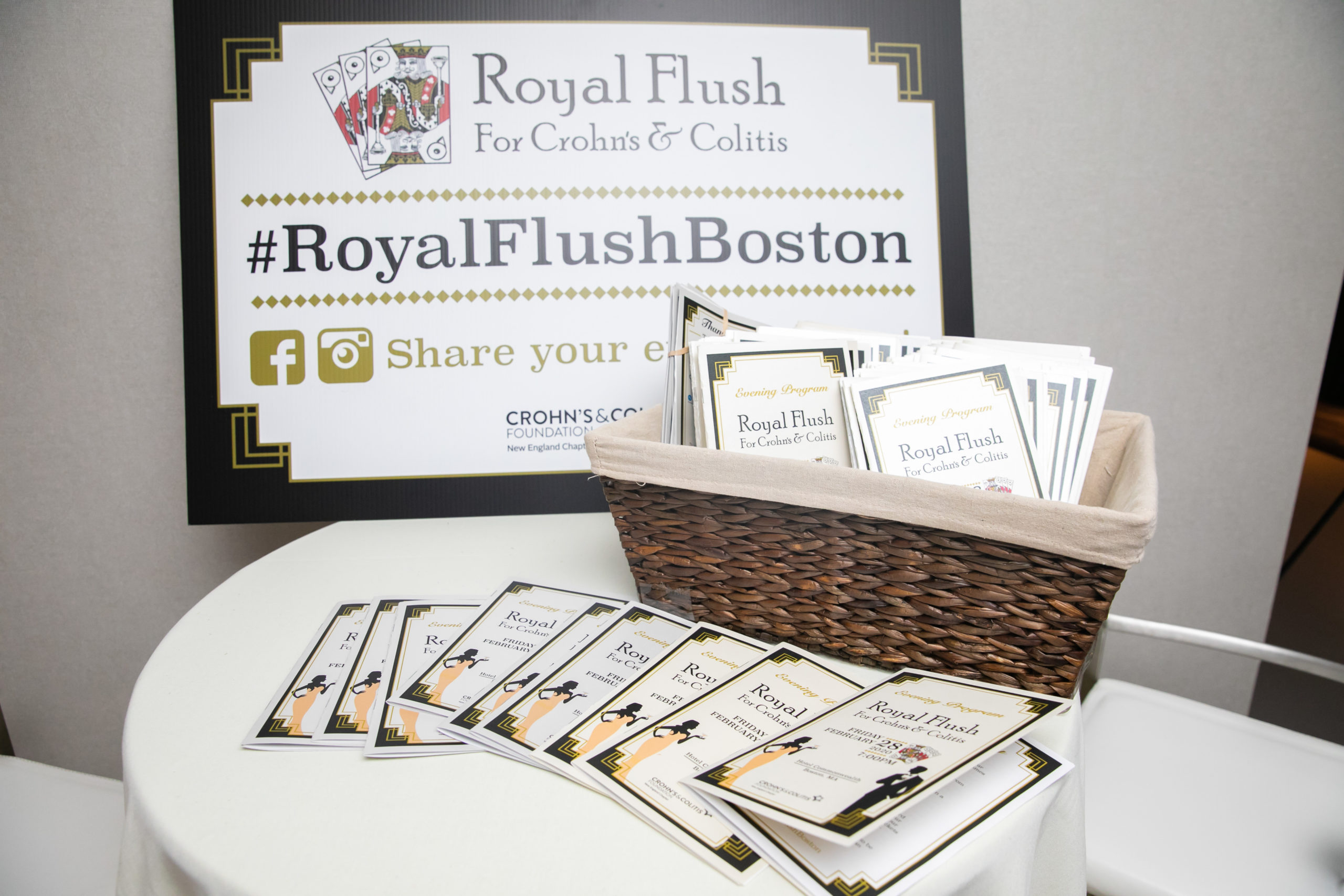 Crohn's & Colitis royal flush indoor sign and brochures