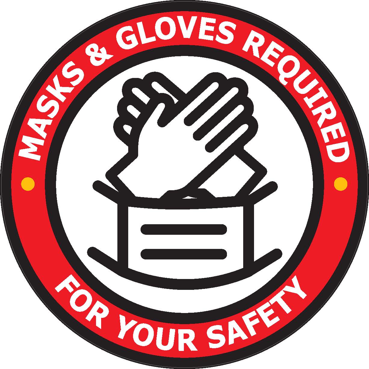 4 pack - Mask & Gloves Required 6" Door Decal