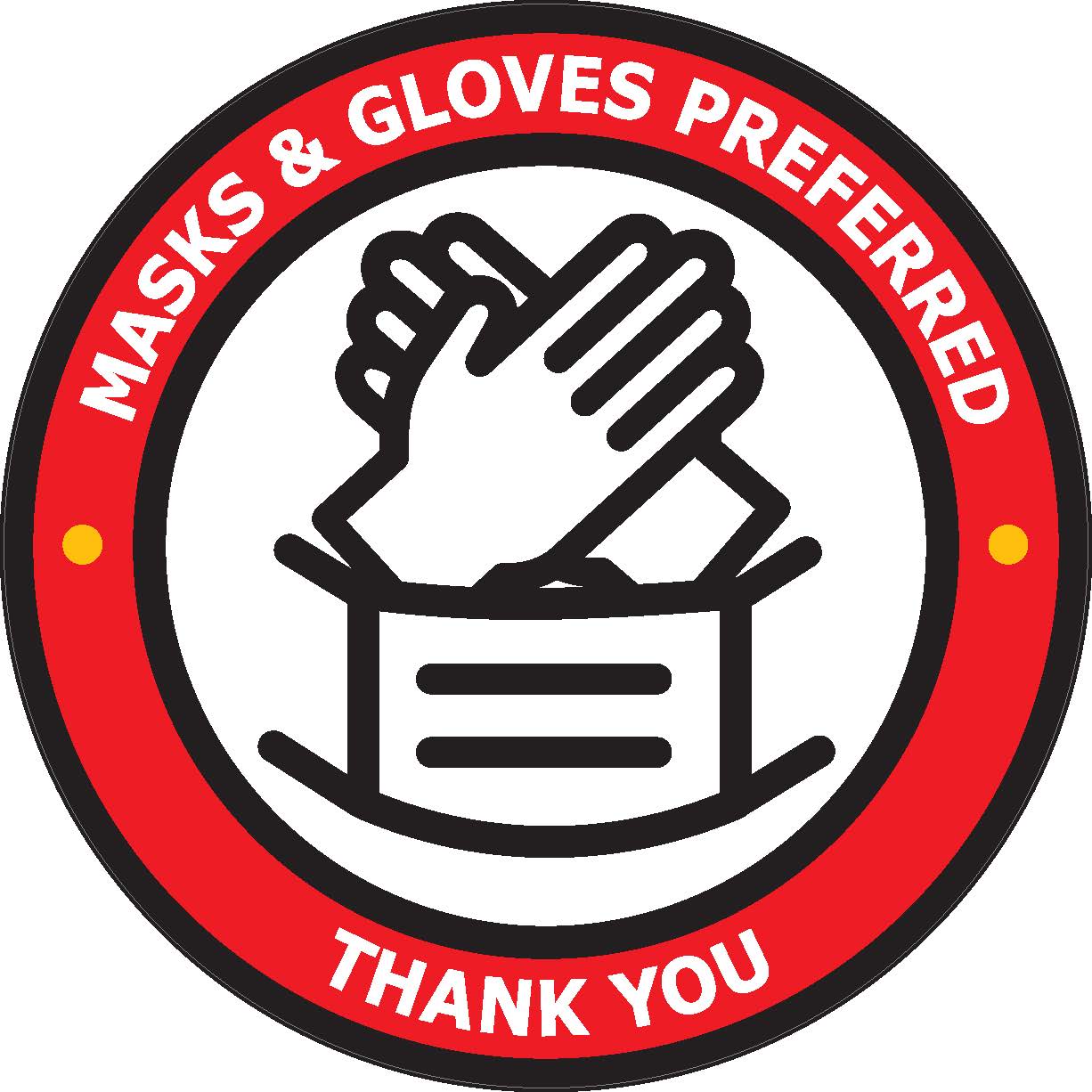 4 pack - Mask & Gloves Preferred 6" Door Decal