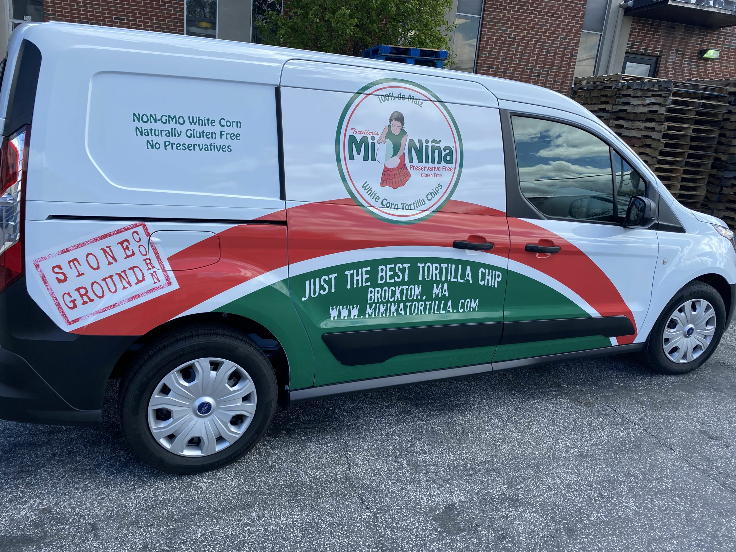 green and red van graphics