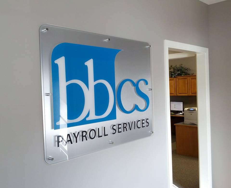 bbcs payroll services glass wall graphic