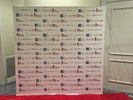 blue and red step and repeat banner 