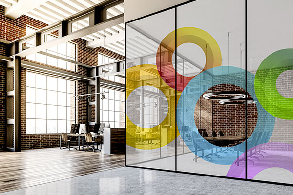 circles frosted window graphic 