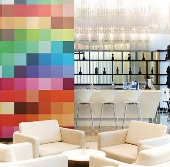 Bar with custom printed wall covering
