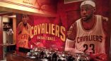 Wall mural for Cavaliers Basketball picturing LeBron and Kyrie. 