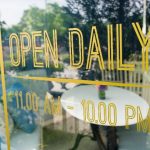 Open Daily vinyl lettering on window 