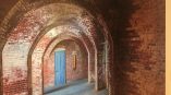Wall mural of brick entry ways 