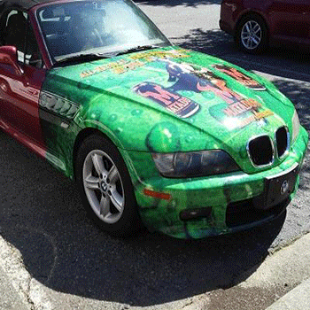 Green front car wrap