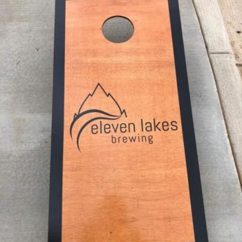 Eleven Lakes Brewing branded cornhole game