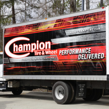 Champion Tire and Wheel trailer wrap