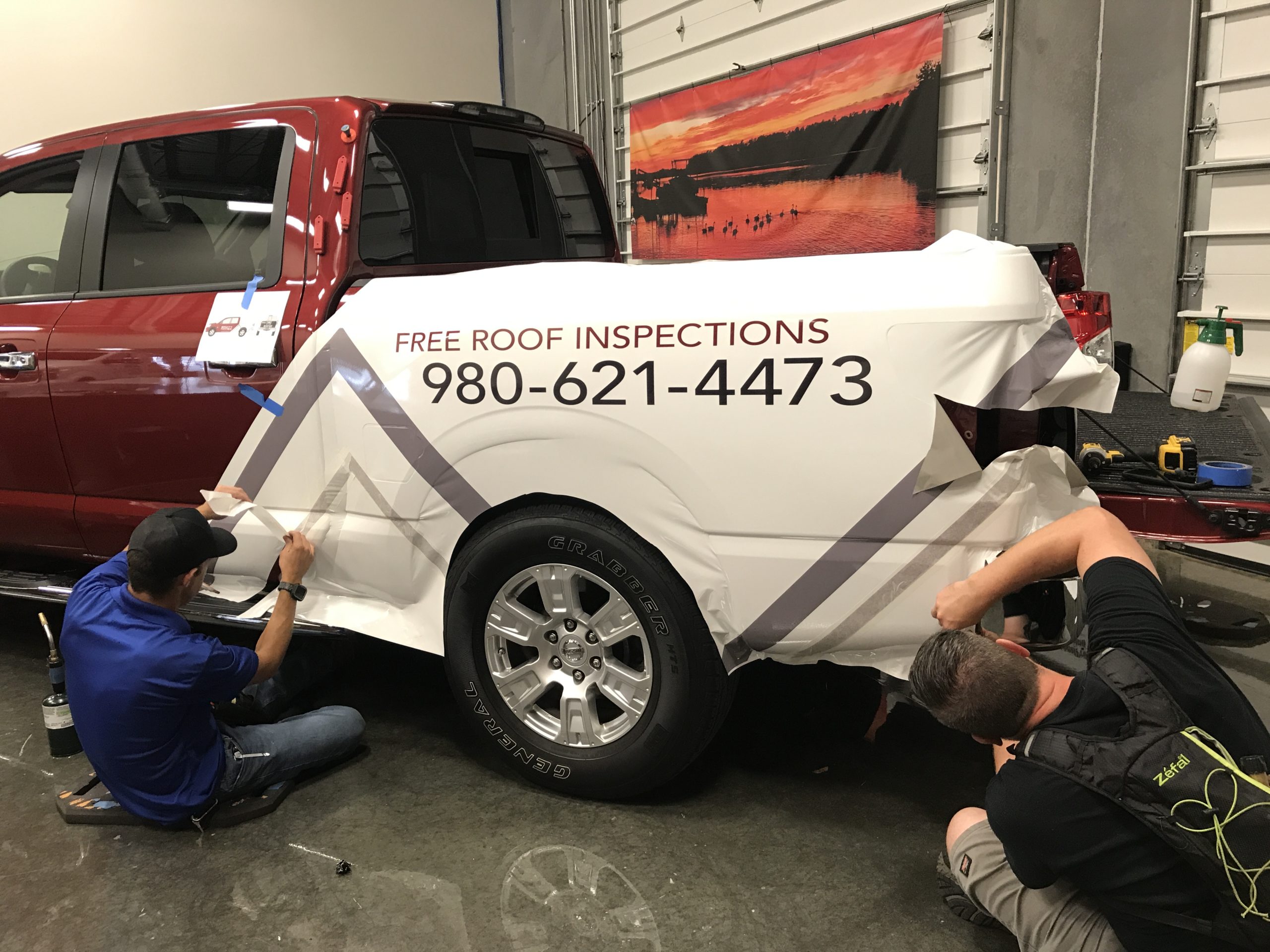 roofing company vehicle graphics