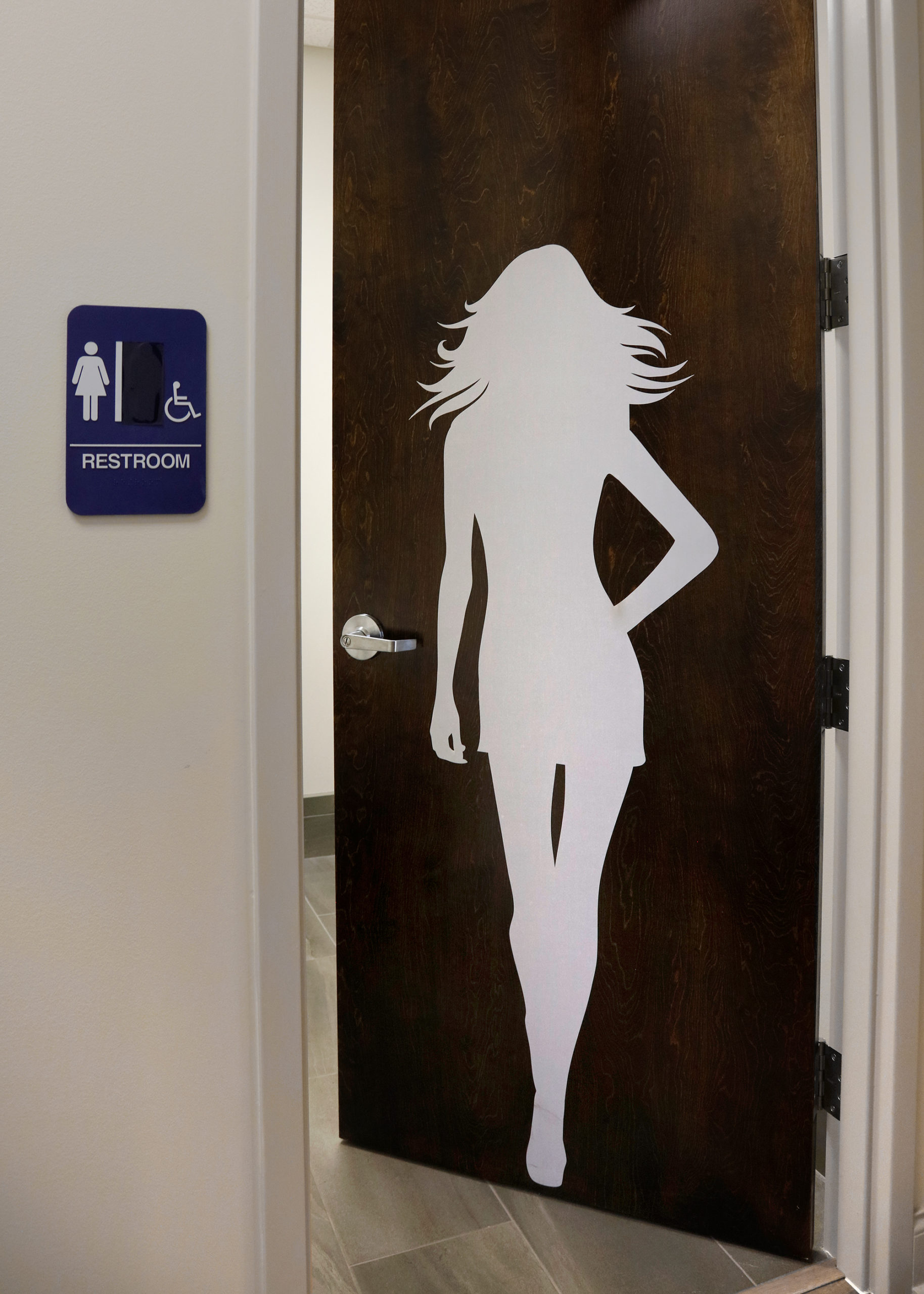 Door Graphics, Door Wrap, Bathroom Sign