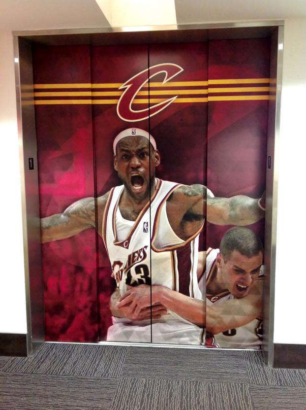An elevator graphic for the Cleveland Cavaliers