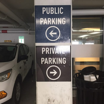 Public and private parking signs