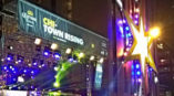 Corona Extra Chi-Town Rising custom banner handing above concert stage. 