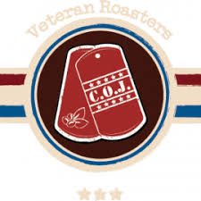 Veterans roasters with custom logo of dog tags. 