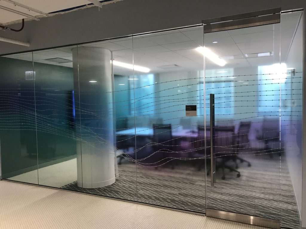 Glass Etching - Office Space Window Divider Design