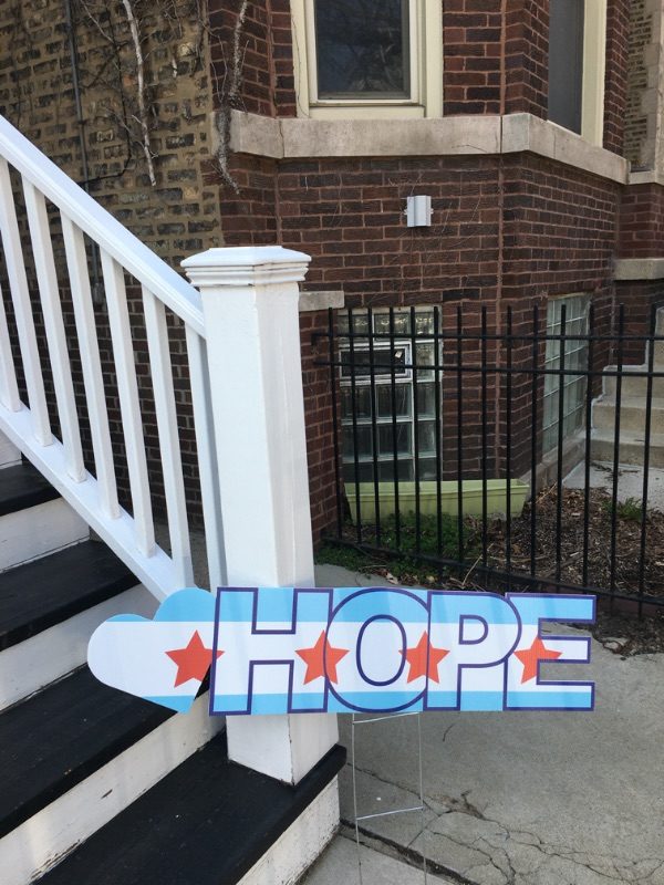 hope sign in front of a home