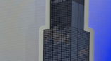 Freestanding cutout sign of a skyscraper building in Chicago Downtown event setting.