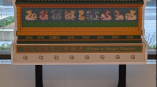 Freestanding event sign with dragon artwork on printed foam board in Chicago Downtown.
