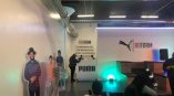 Life-size printed cardboard cutout signs and wall graphics in an event space in Chicago Downtown.